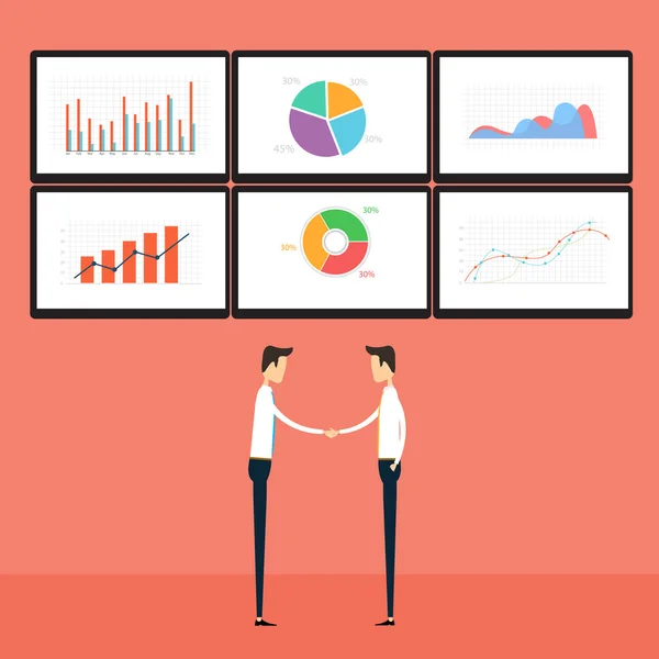 Framgång affärsmän på business diagram monitor — Stock vektor