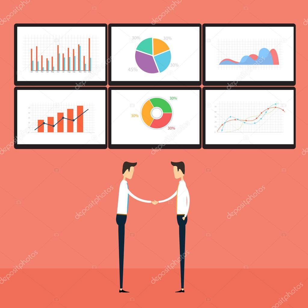 success business people on business graph monitor