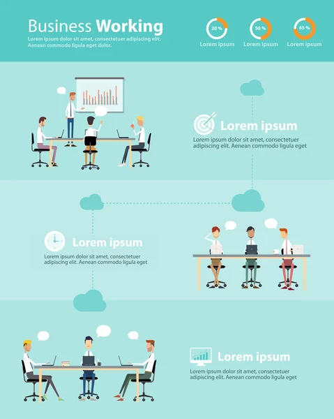 Infographic obchodní marketing týmu na pracovní proces — Stockový vektor