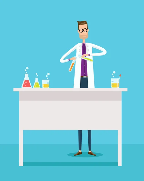 Scientists experiment research in laboratory lab — Stock Vector