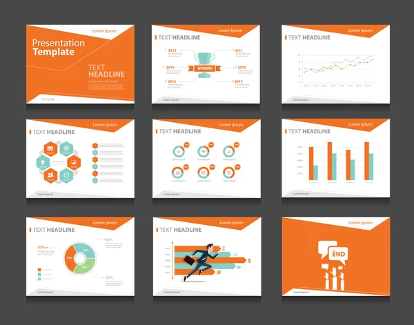 Diapositivas de presentación de negocio de vectores plantilla. gráficos y gráficos de presentación. diapositivas de fondo design.flat estilo . — Vector de stock