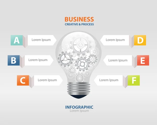 Žárovky info grafika a kreativní koncept podnikání. rychlost procesu v lehké bulb.vector — Stockový vektor