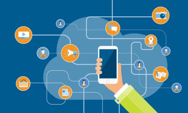business content sharing on mobile concept.mobile social network connection .on line marketing concept background