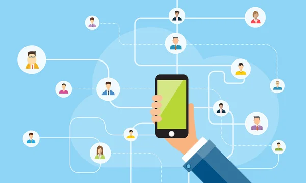 Business content sharing on mobile concept.mobile social network connection .on line marketing concept background — Διανυσματικό Αρχείο