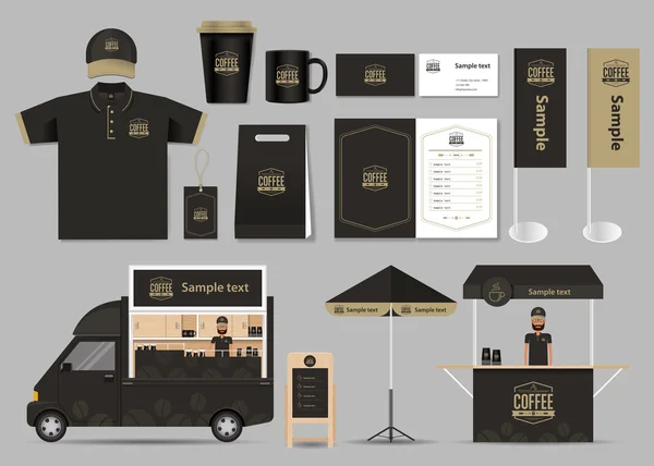 Koncept för kafé och restaurang identitet håna mall. kort. menu.t-shirt.vector — Stock vektor