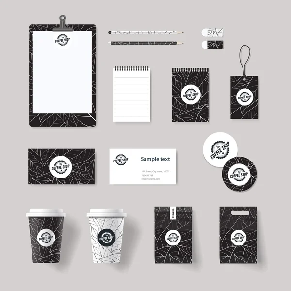 Corporate branding identity mock up template for coffee shop and restaurant. card .menu.vector.stationary.packaging, — 图库矢量图片