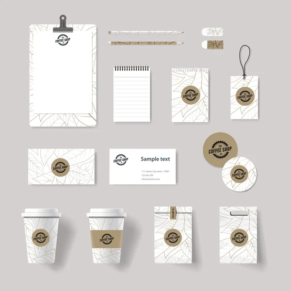 Corporate branding identity mock up template for coffee shop and restaurant. card .menu.vector.stationary.packaging, — 图库矢量图片