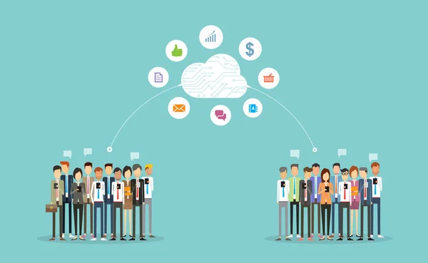 Люди ділові комунікації та підключення on-line. business on Cloud.group people business — стоковий вектор
