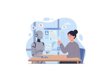 Bir insan ve Yapay Zeka (yapay zeka) arasındaki etkileşim ve işbirliği çok güzel. Yapay Zeka 'nın insan karar verme ve üretkenliğini artırdığı çalışmaların geleceği.