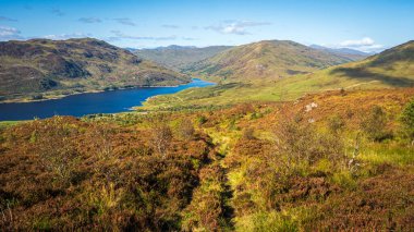 İskoçya 'daki Trossachs Ulusal Parkı' ndaki Glen Finglas 'a küçük bir tepeden bakıyor.