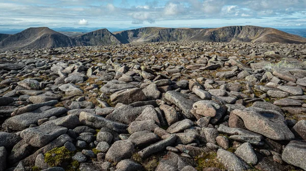 Looking Out Granite Boulder Field Forms Part Summit Ben Macdui — Stock Photo, Image