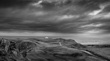 Strathy Point deniz feneri, Caithness, B&W