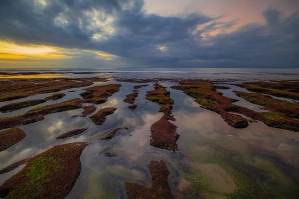 Marinhas Incríveis Praia Com Pedras Pedras Maré Baixa Água Limpa — Fotografia de Stock