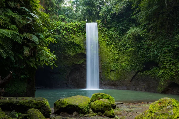 瀑布景观 美丽的热带雨林 自然背景 冒险和旅行的概念 自然环境 慢速快门速度 运动摄影 Tibumana瀑布 印度尼西亚巴厘 — 图库照片