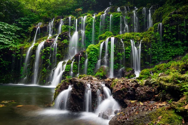 Tropical Landscape Beautiful Hidden Waterfall Rainforest Adventure Travel Concept Nature — Stock Photo, Image