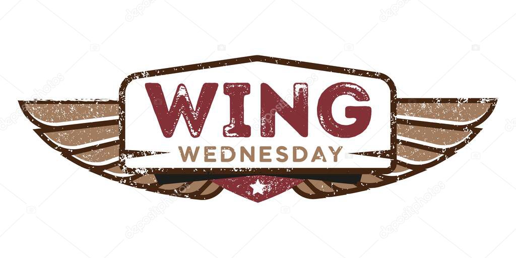 Stamp Chicken wings on Wednesday night. Special offer emblem.