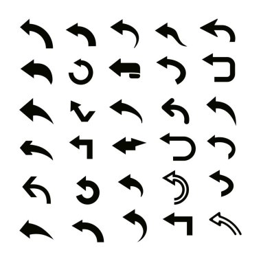 Siyah oklar koleksiyonu. Modern basit oklar sola..