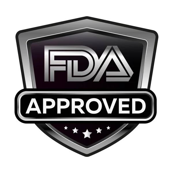 Approvata Dalla Fda Distintivo Testuale Approvato Dalla Fda Food Drug — Vettoriale Stock