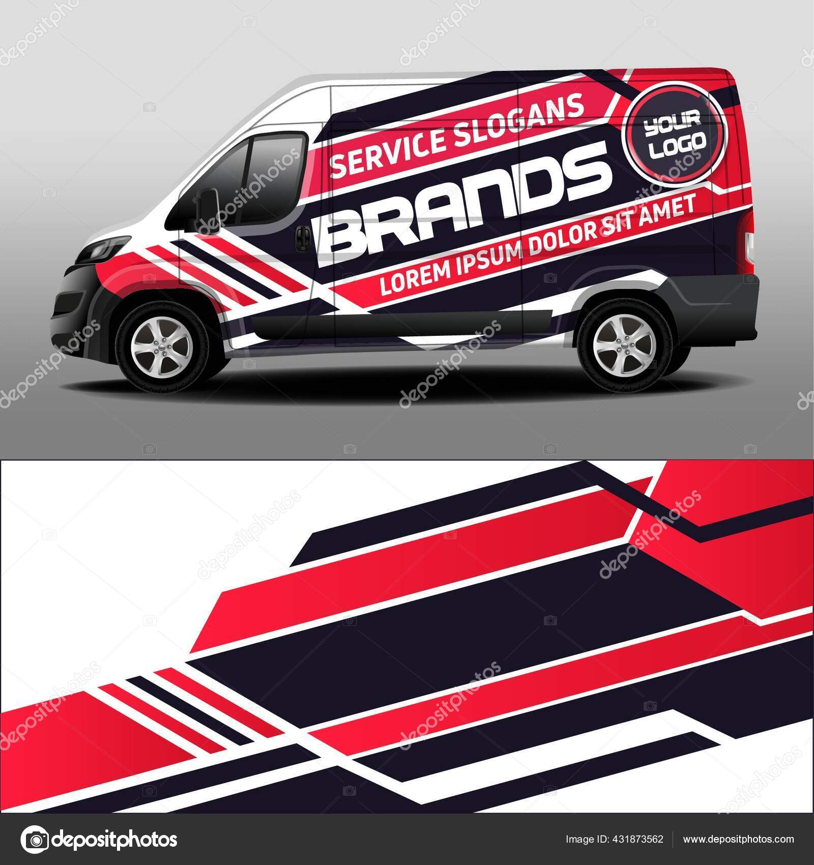 Vector Design Delivery Van Vinyl Car Decal Car Design Development Stock