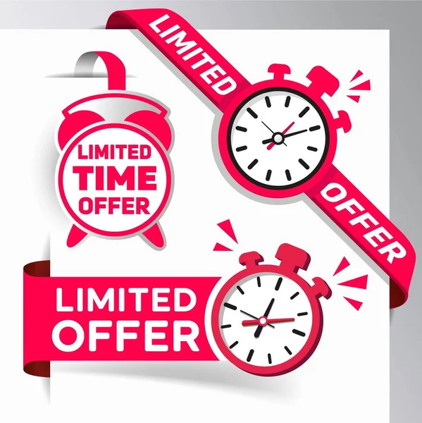 Limited Offer Labels. Alarm clock countdown logo. Limited time