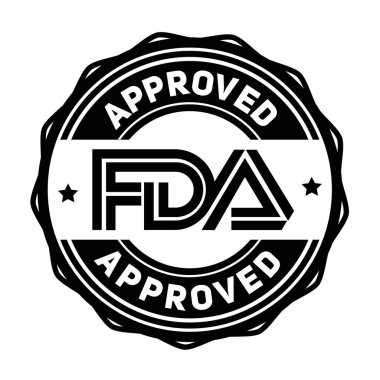 FDA onayladı. Fda 'nın onayladığı bir pul. Fda (Gıda ve İlaç İdaresi) onaylı etiket, rozet, logo, mühür