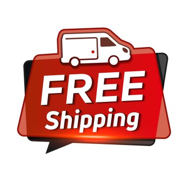 Bedava sevkiyat kırmızı afişi. Web ögesi