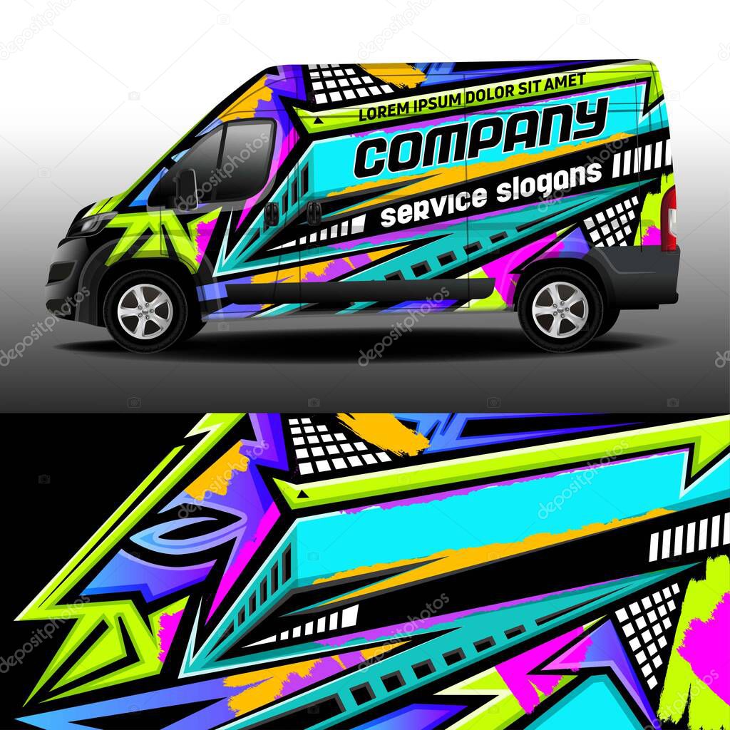 Car sticker. Delivery van vector design. Car design development for the company.