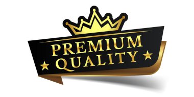 Premium kalitede bir etiketin vektör illüstrasyonu. Altın tacı olan bir Web Bayrağının Modern Elementi