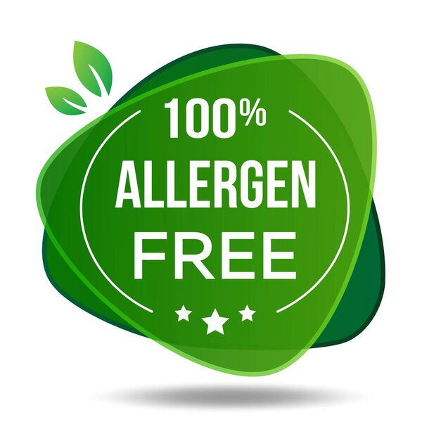 Vector illustration without allergens. Sticker for non-allergenic products and hypoallergenic materials, symbols of packaging of safe products