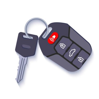 Araba anahtarı güvenlik simgesi. Web tasarımı için araç anahtarı güvenlik vektör simgesinin düz illüstrasyon