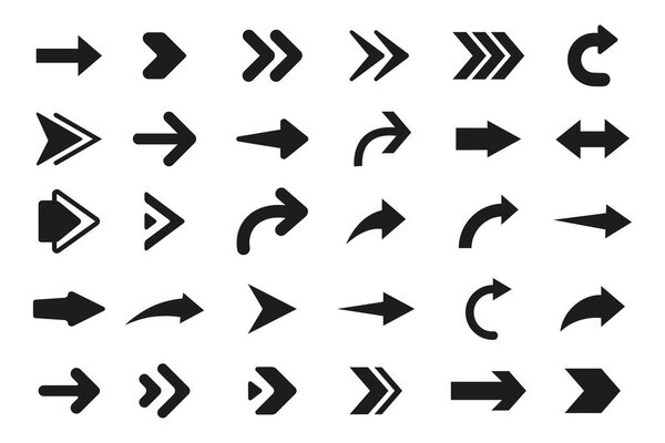 Arrows vector. Set flat different arrows isolated on white background