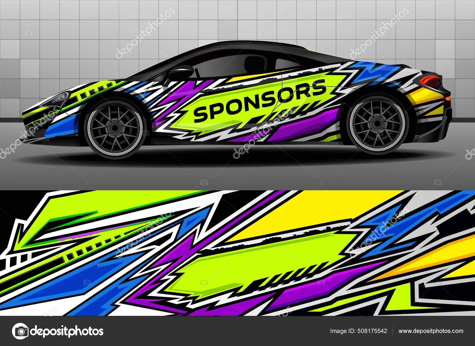 Bande Abstraite Pour Autocollant D'emballage De Voiture De Course Et  Vecteur De Conception De Décalcomanie