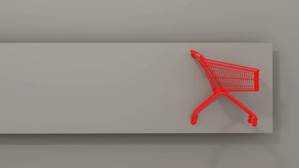 Red Shopping Carts Black Background Rendering — Stock Photo, Image