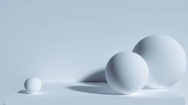 3D görüntüleme. Gri arkaplanda gölgesi olan geometrik şekiller