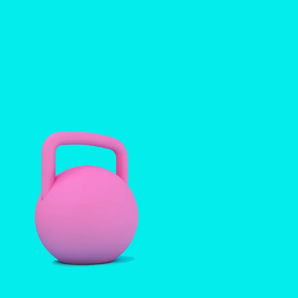 Renderizado Mancuerna Fitness Rosa Fondo Azul Colores Pastel — Foto de Stock