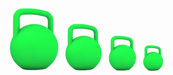 Gjengivelse Grønne Fitness Dumklokker Hvit Bakgrunn Pastel Farger – stockfoto