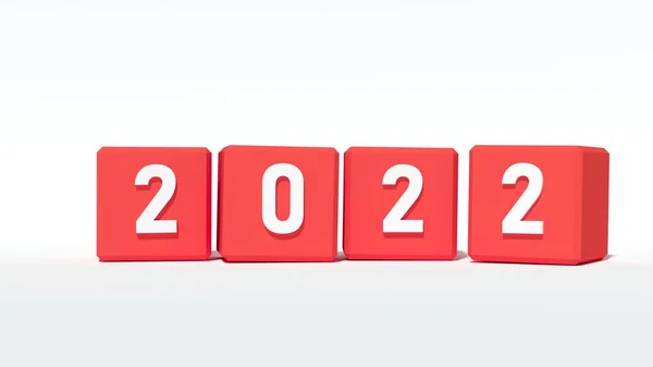 Red Puzzle Year 2022 Rendering — Stock Photo, Image