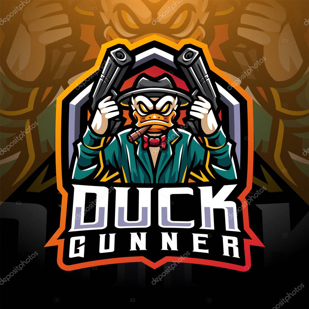 Duck gunner esport mascot logo design