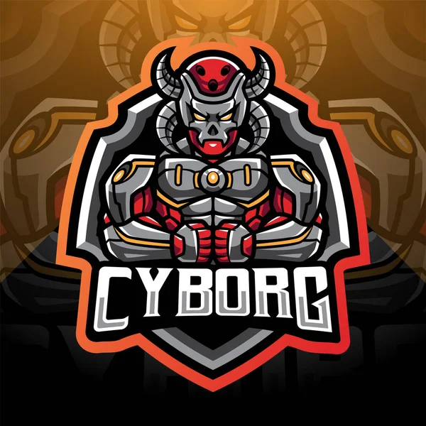 Cyborg Esport Mascota Logo Design — Vector de stock