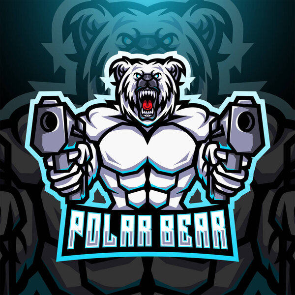 Polar bear gunner esport mascot logo