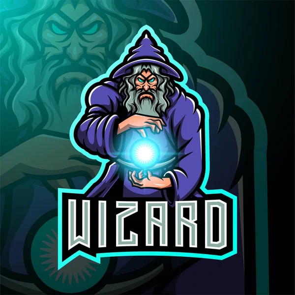 Wizard Esport Mascot Logo — Stock Vector