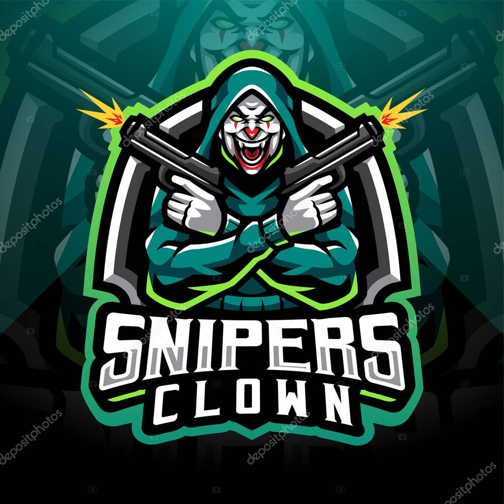 Snipers clown esport mascot logo