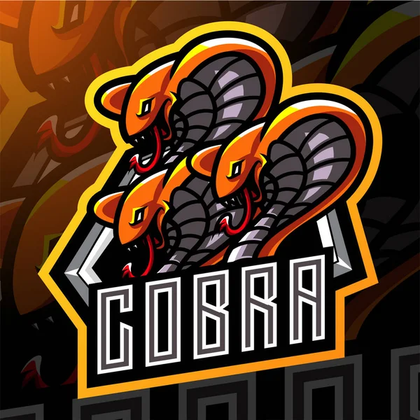 King Cobra Επικεφαλής Esport Σχεδιασμό Λογότυπο Μασκότ — Διανυσματικό Αρχείο