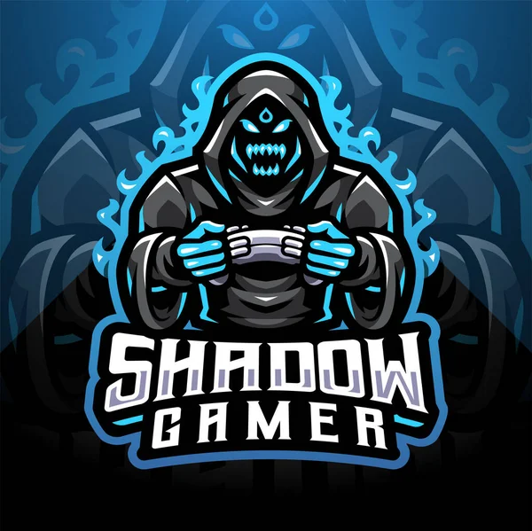 Shadow Gamer Esport Mascot Logo Design — Stock Vector