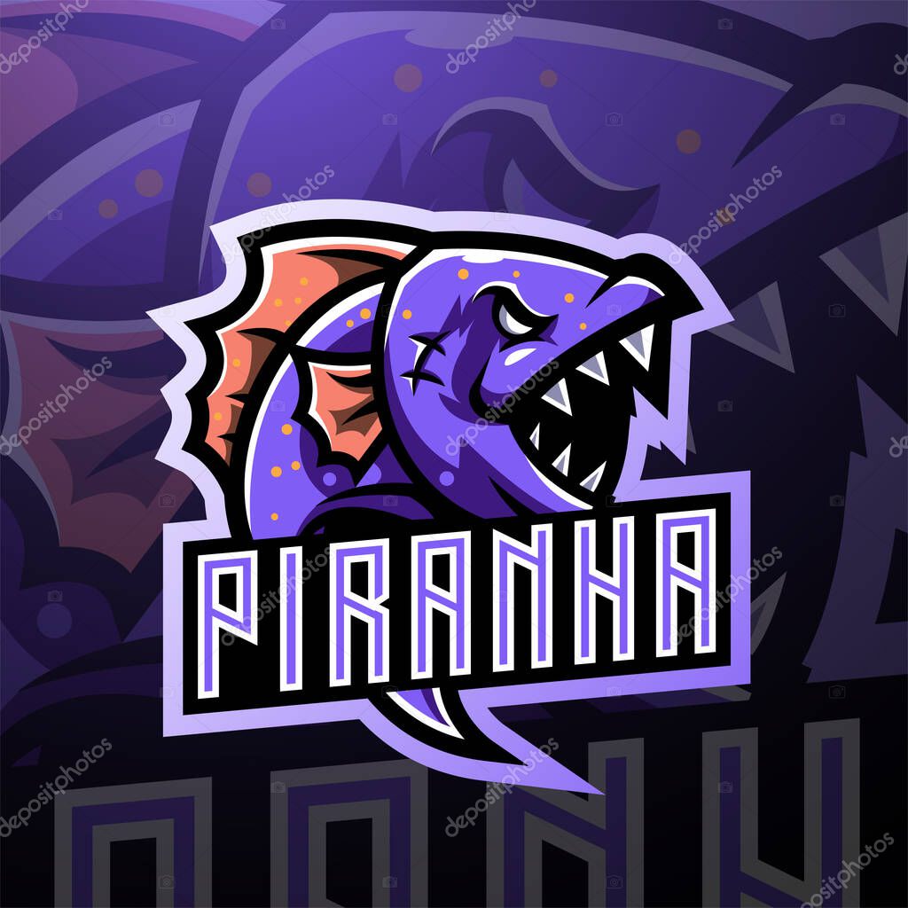 Piranha esport mascot logo design