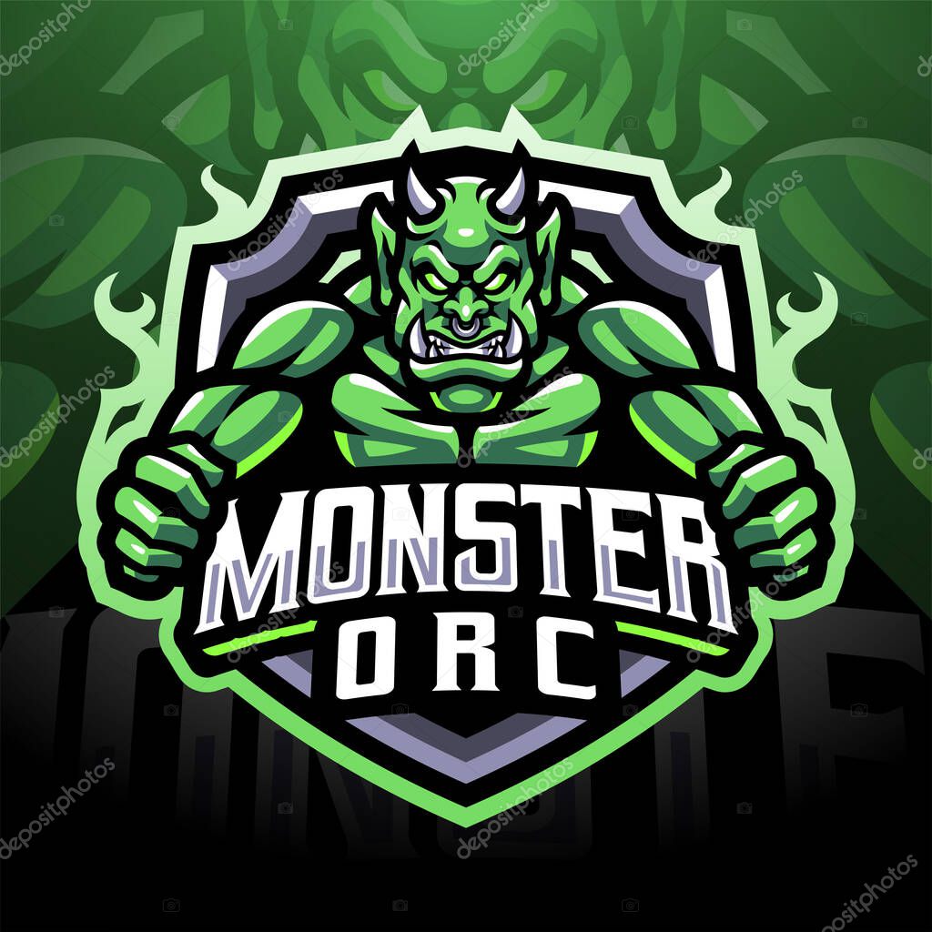 Monster orc esport mascot logo design