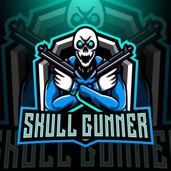 Skull Artilheiros Esport Mascote Logotipo — Vetor de Stock