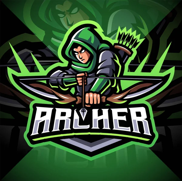 Archer Esport Disegno Logo Della Mascotte — Vettoriale Stock