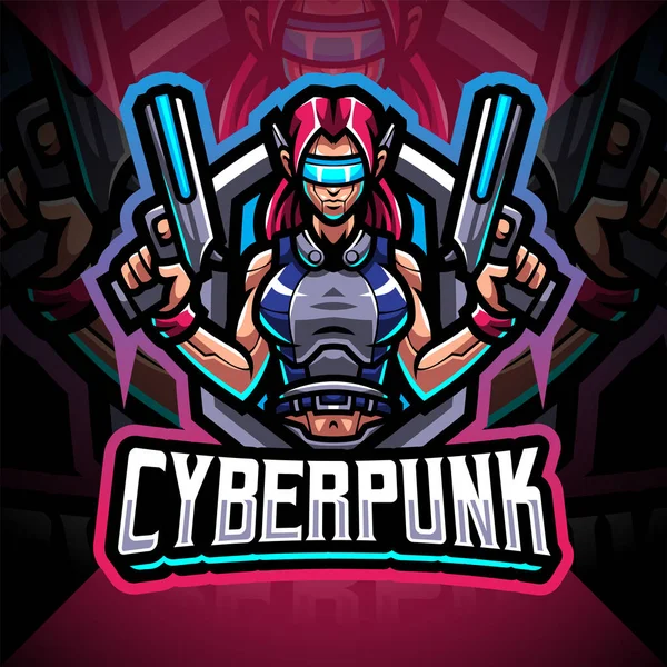 Diseño Del Logo Mascota Cyberpunk Esport — Vector de stock