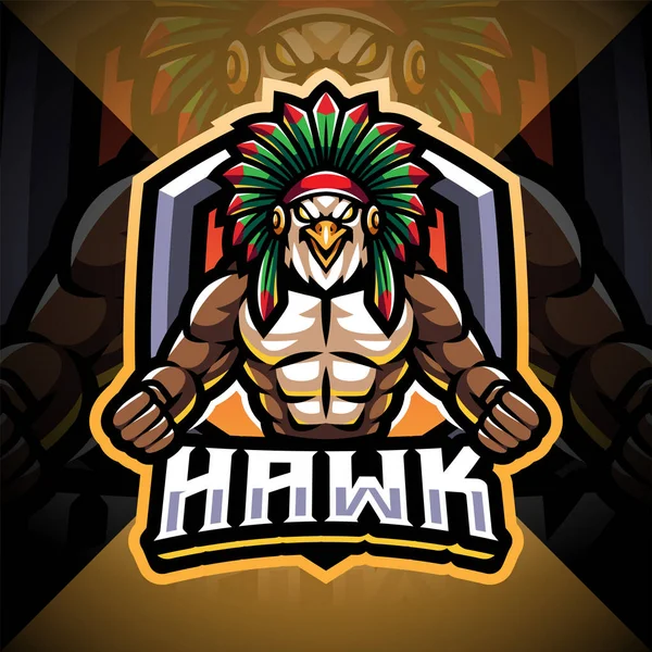 Hawk Esport Maskottchen Logo Design — Stockvektor